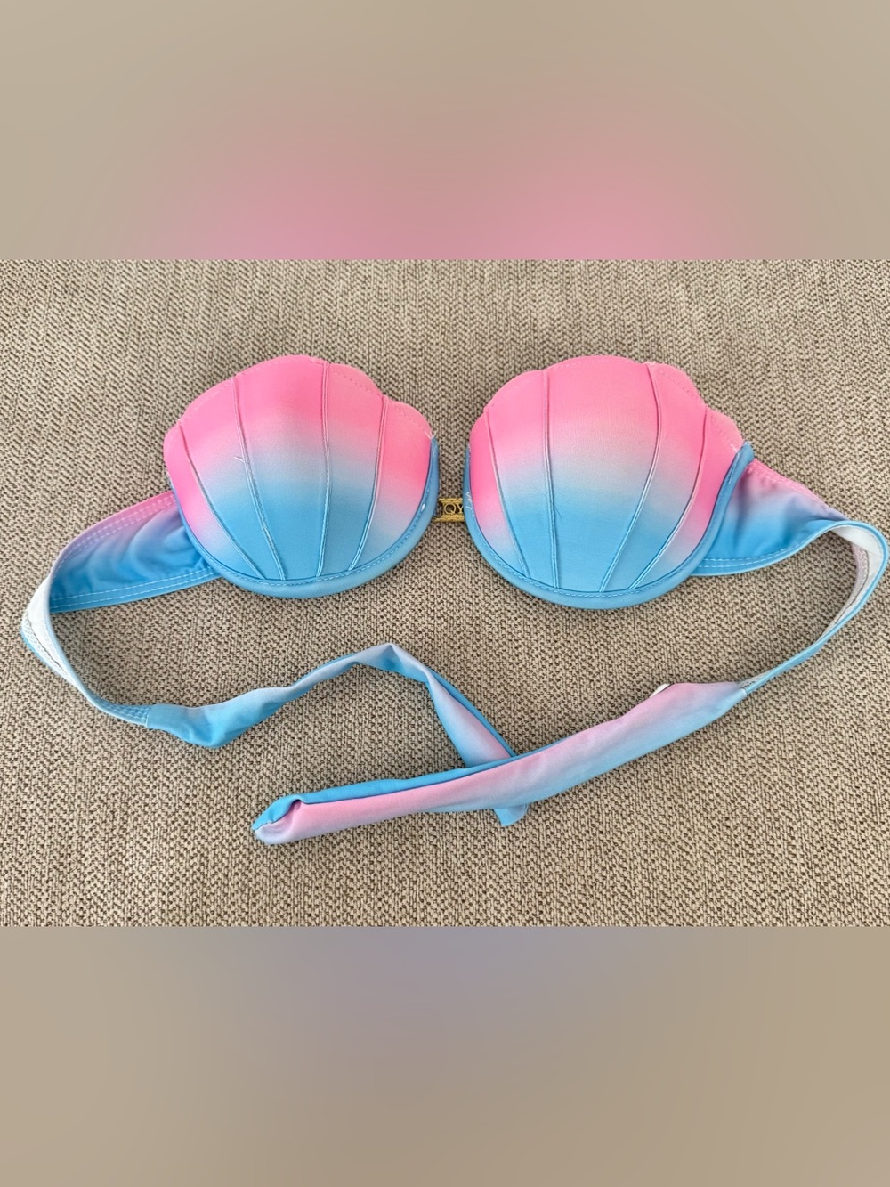 Pink to Blue Ombre Seashell Bikini Top